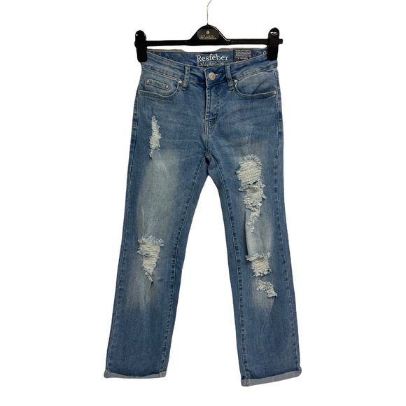 Resfeber Denim - Resfeber Los Angeles Collection Women's Cuffed Ripped Straight Leg Jeans 0